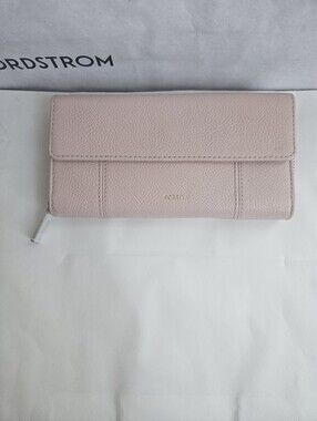 NWT Women's Fossil Jori RFID Flap Clutch Wallet Pink/Coral SWL3009590
